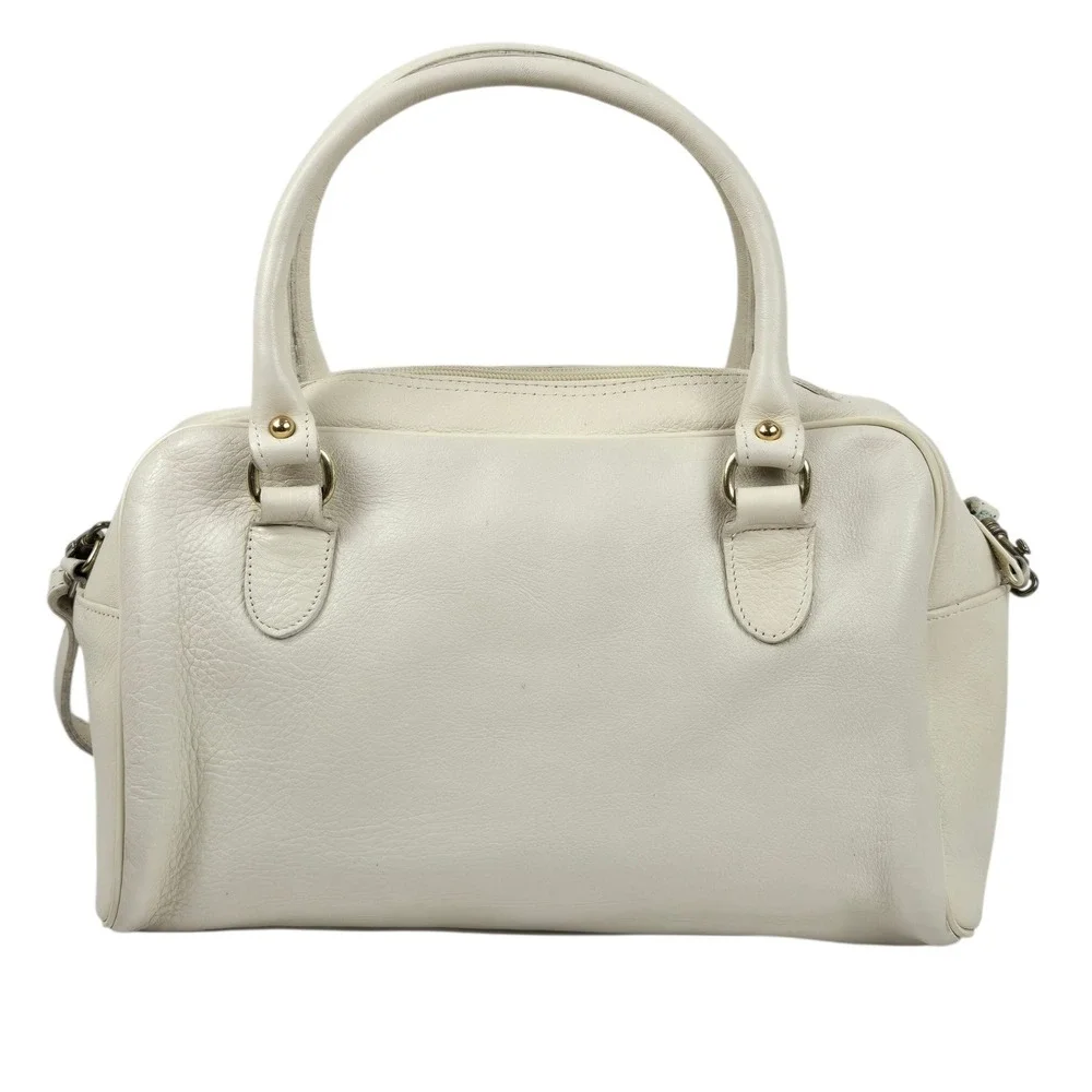 Vintage Etienne Aigner Cream Leather Satchel Crossbody Bag Top Handle VGC